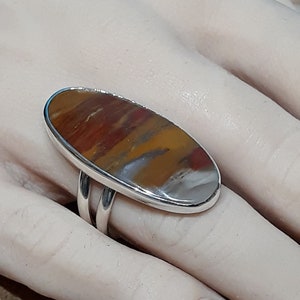 Indonesian Petrified Wood And Sterling Silver Ring, One Of A Kind Ring, Handcrafted Ring, Jewelry Art, Wearable Art, Made In USA, Statement
