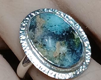 Opalized Wood And Sterling Silver Ring, One Of A Kind Ring, Handcrafted Ring, Jewelry Art, Wearable Art, Made In USA