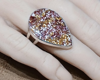 River Jasper And Sterling Silver Ring, One Of A Kind Ring, Handcrafted Ring, Jewelry Art, Wearable Art, Made In USA