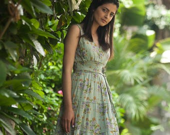 Green Bridesmaid Dress, Green Maxi Dress, Long Day to Evening dress, Boho Rustic Women&#39;s Summer dress, Bohemian Hippie Romantic Carrie Dress