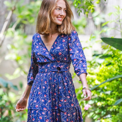 Long Sleeves Conservative Dress Flower 