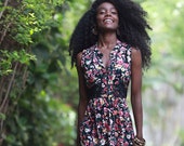 Black Floral Summer Maxi Dress, High Waist Urban Dress, Mother Of the Bride Evening Dress, Unique Romantic Cotton Lace Boho quot Mango quot Dress