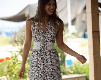 Cream Boho Chic Summer Maxi Dress, Urban Evening Dress, Unique Sleeveless High Waist Lace &quot;Mango Dress&quot;