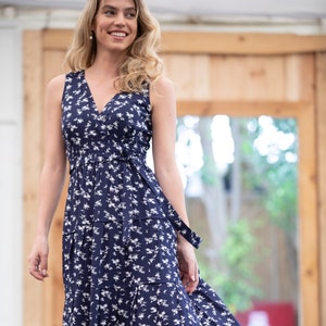 Dark Blue Floral Romantic Summer Maxi Dress Navy Blue - Etsy