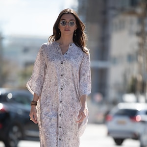 Off white Snakeskin Oversize Modern Kaftan Dress Bohemian Hipster