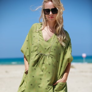 green oversize summer beach dress