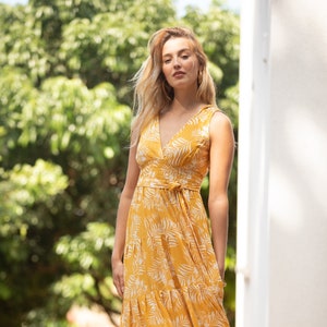 Yellow Boho Romantic Maxi Dress, Urban Summer Dress, Resort Vacation Dress for Women, "Carrie" dress, Boho Rustic Summer dress