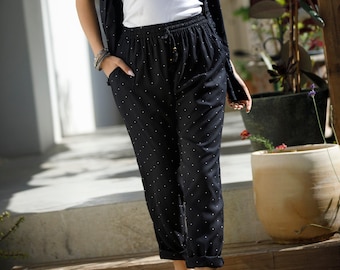 Pantaloni da salotto in rayon boho: pantaloni estivi leggeri con coulisse