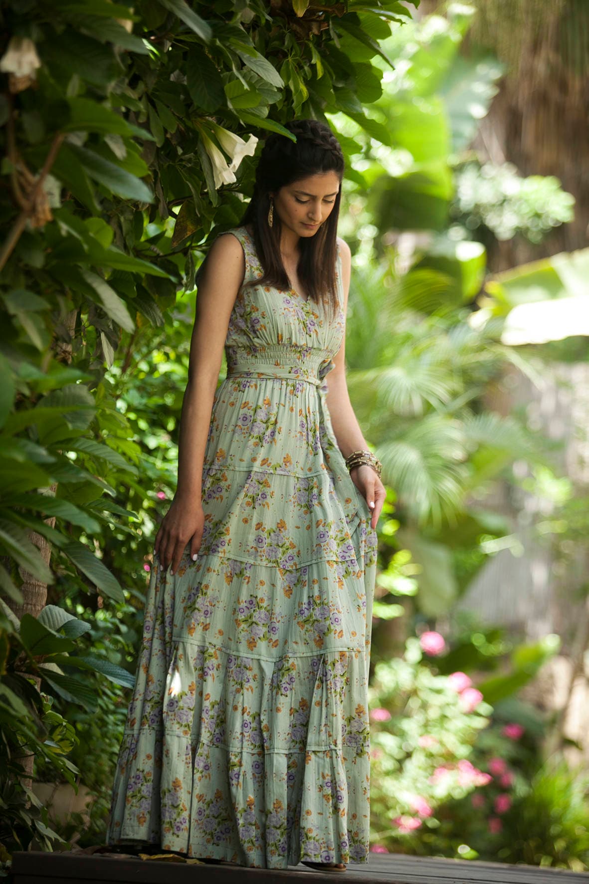 Green Floral Maxi Dress: Boho Cotton Summer Dress - Etsy