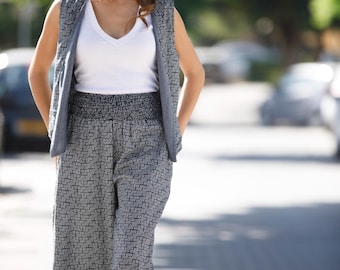 DDDHL Pantalones De Lino Para Mujer, Pantalones Palazzo De Pierna Ancha, Pantalones De Cintura Alta, Plisados, Holgados, Para La Playa (morado, S