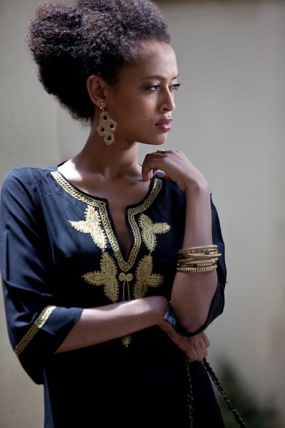 black and gold caftan