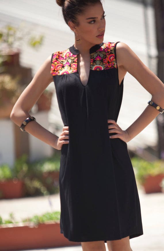 Moroccan Caftan Dress Black Ethnic Summer Dress Japanese | Etsy