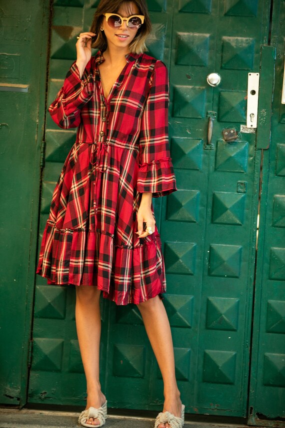 Fashion Dresses Blouse-Shirt Dresses Puma Shirtwaist dress check pattern casual look 