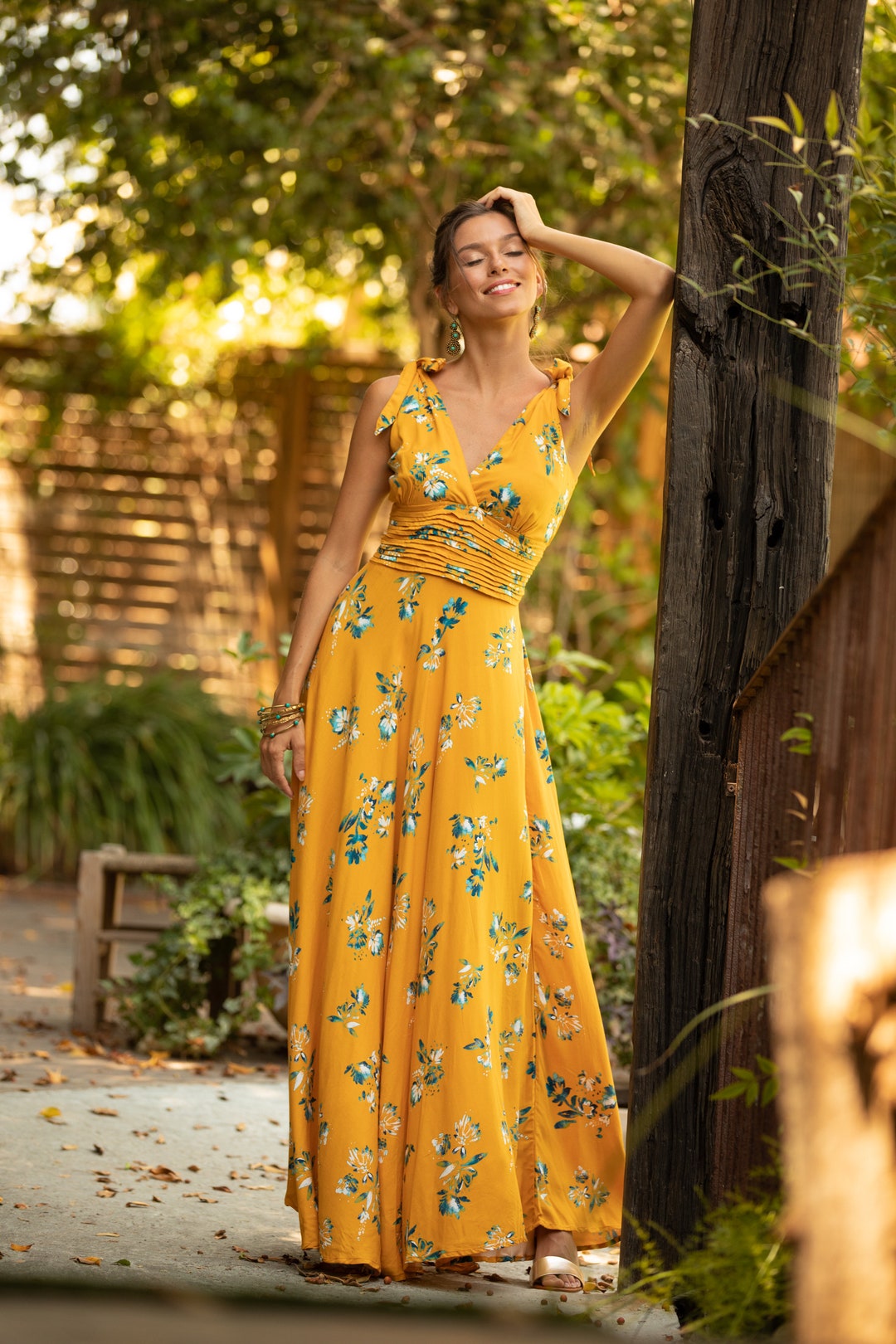 yellow floral maxi dress