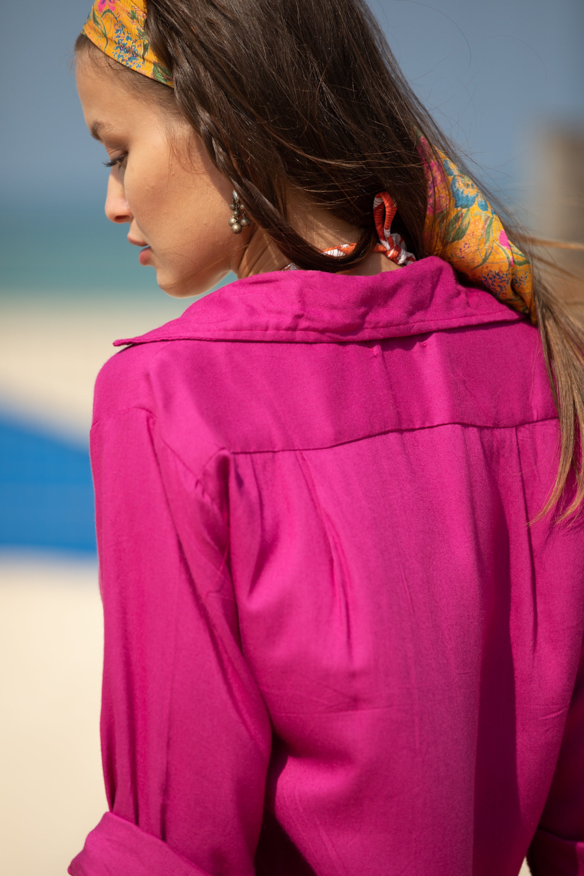 verantwoordelijkheid Incarijk Vaccineren Fuchsia Pink Oversize Beach Tunic Shirt Dress Long Sleeves - Etsy