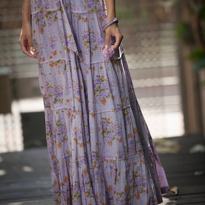 Lavender Maxi Dress, Bridesmaid lavender Long Dress, Hippie Urban Evening / Day Summer Dress, Boho Carrie Dress, Romantic Floral Maxi Dress image 5