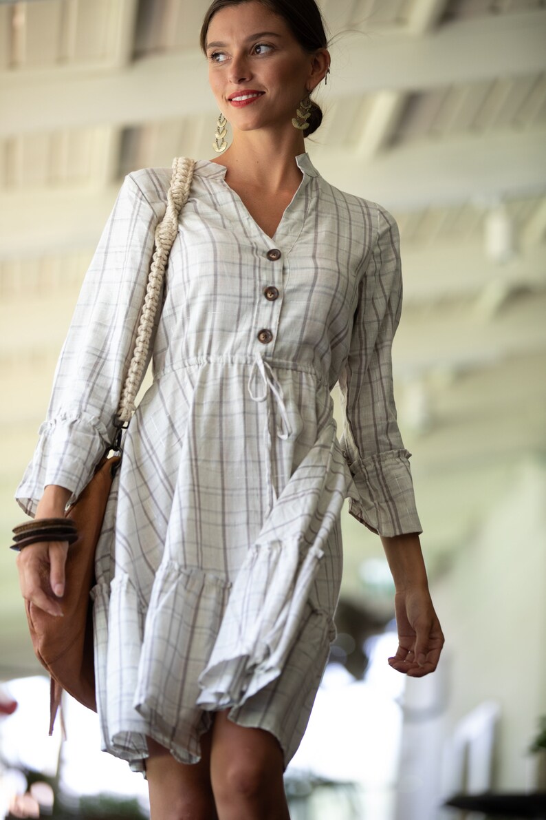 Cream Boho Chic Dress Knee Length Urban Dress for Women Etsy