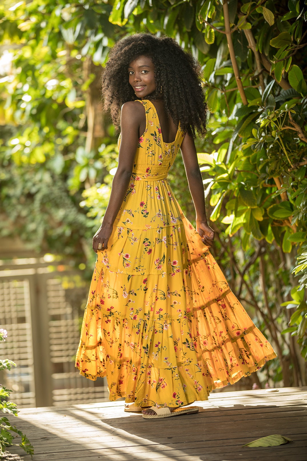 Yellow Party Maxi Dress Bohemian Hippie Dress Urban Romantic