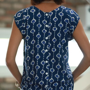 Dark Blue Women Oversize Top, Casual Summer Loose Women's Blouse image 5