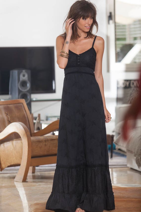 Revolutionerende princip blotte Black Lace Maxi Dress Women's Boho Evening Summer Dress - Etsy