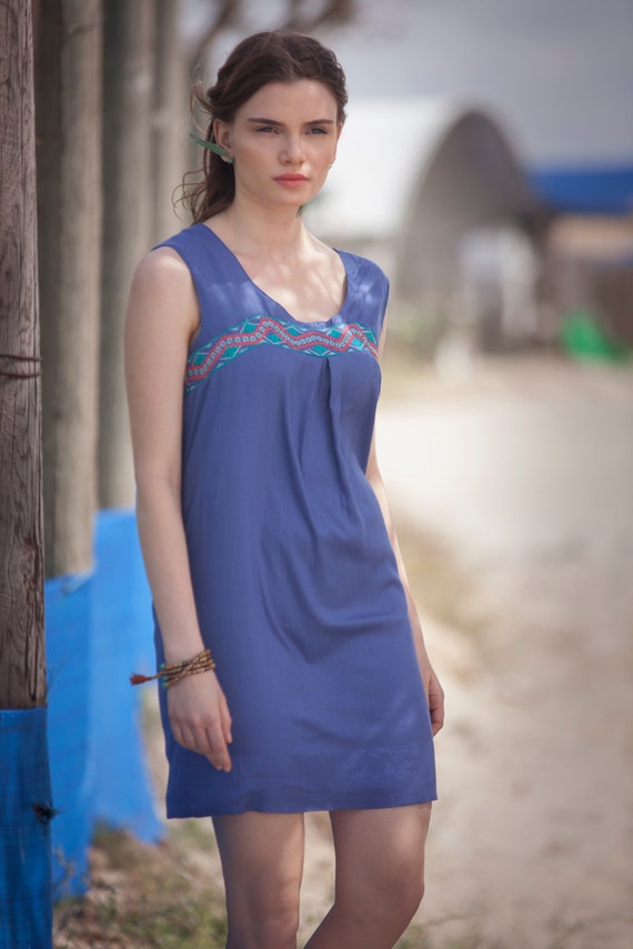 Blue casual summer dress hot sale