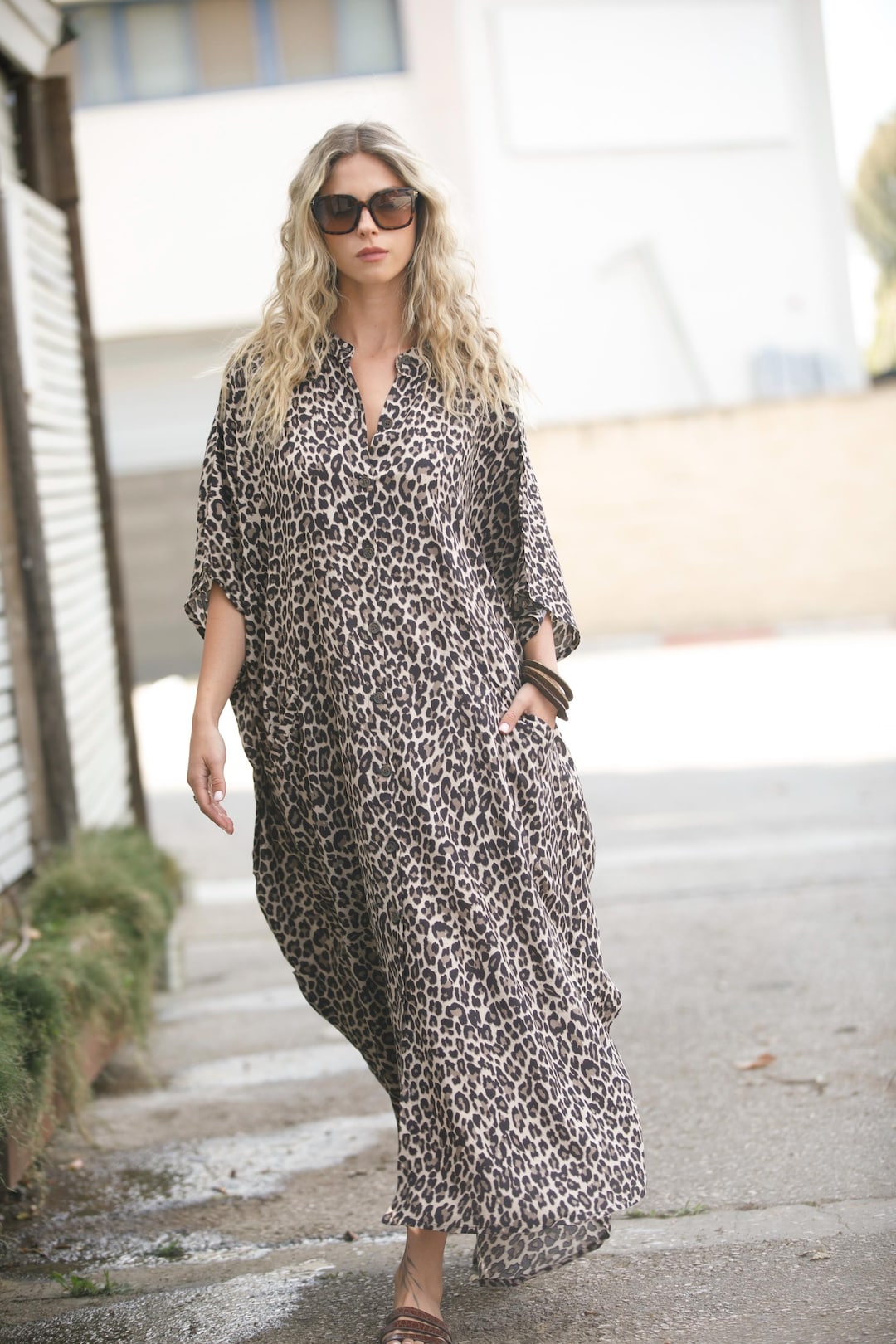 leopard long dress Zara - Animal Print Tulle - - S up Back Embellishment Leopard Print Rayon Kaftan Maxi