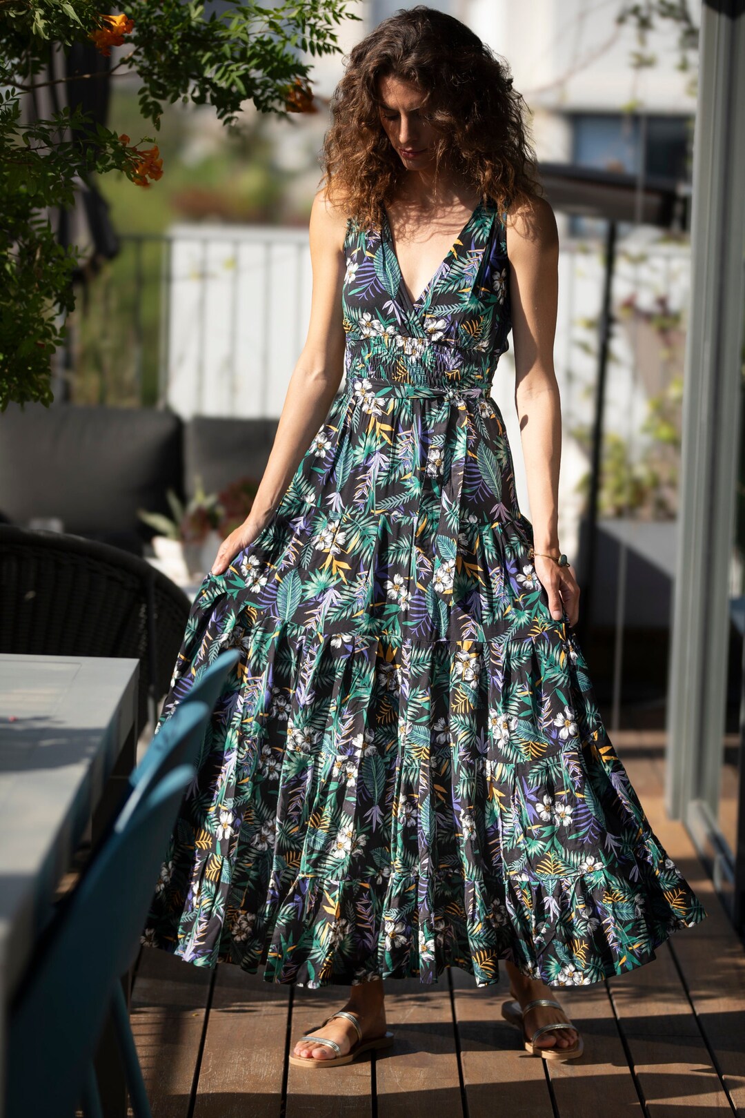 black top floral bottom maxi dress COTTON MAXI DRESS, Black Floral Maxi Dress, Bohemian Long Cotton Sleeveless  Halter Sexy Dress, Maxi Summer Dress for Women Gift