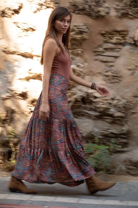 High waisted maxi skirt boho hotsell