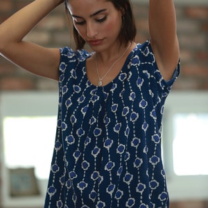 Dark Blue Women Oversize Top, Casual Summer Loose Women's Blouse image 4