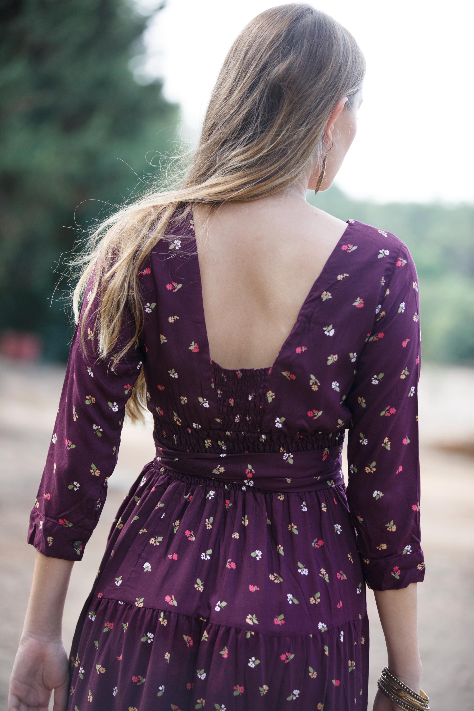 cotter maxi dress burgundy floral Calantha V-Neck Floral Maxi Dress