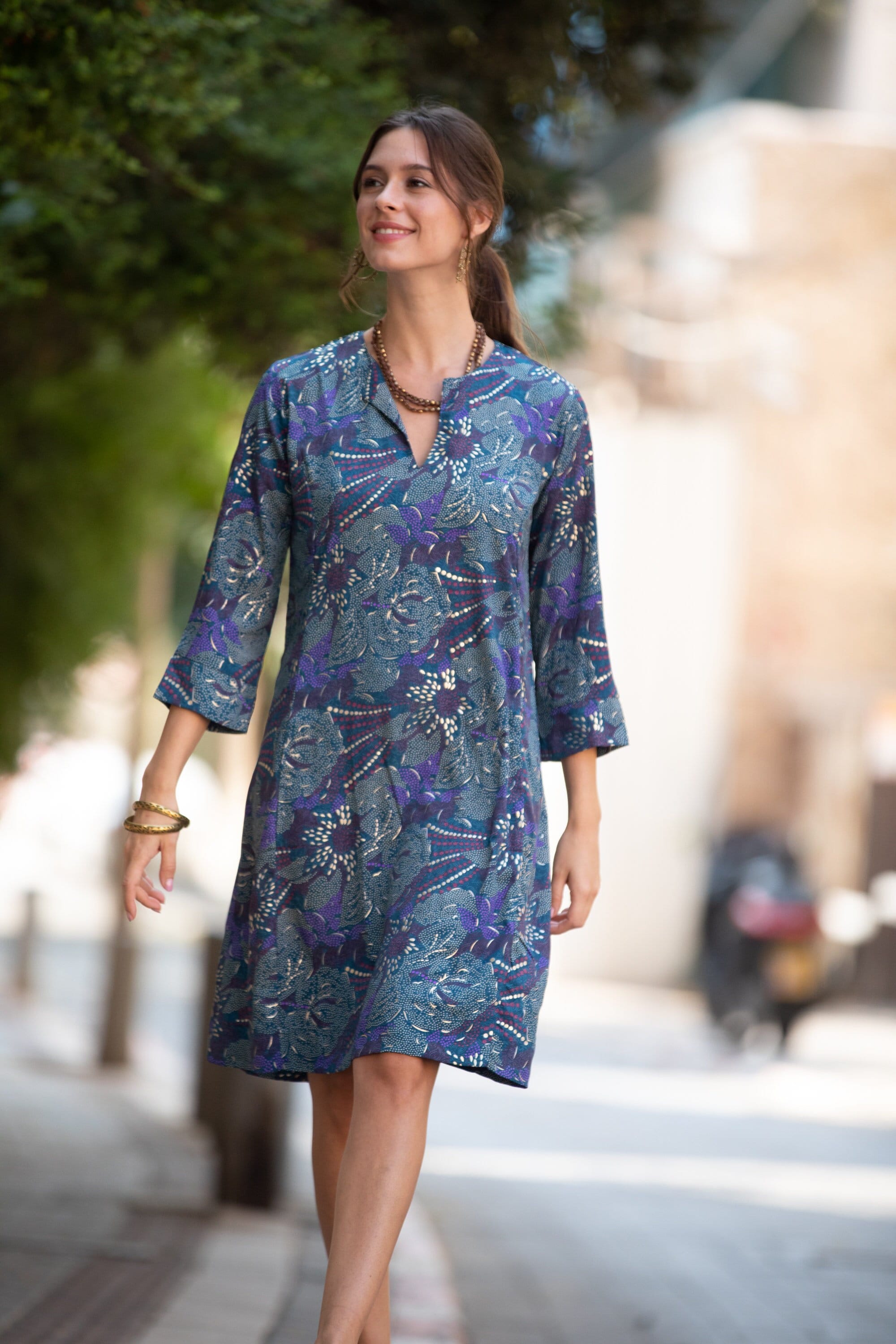 Blue Purple Gold Caftan Dress: Sparkly Ethnic Tunic - Etsy Denmark