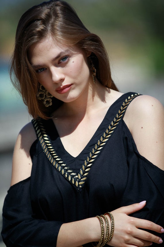 gold cold shoulder top