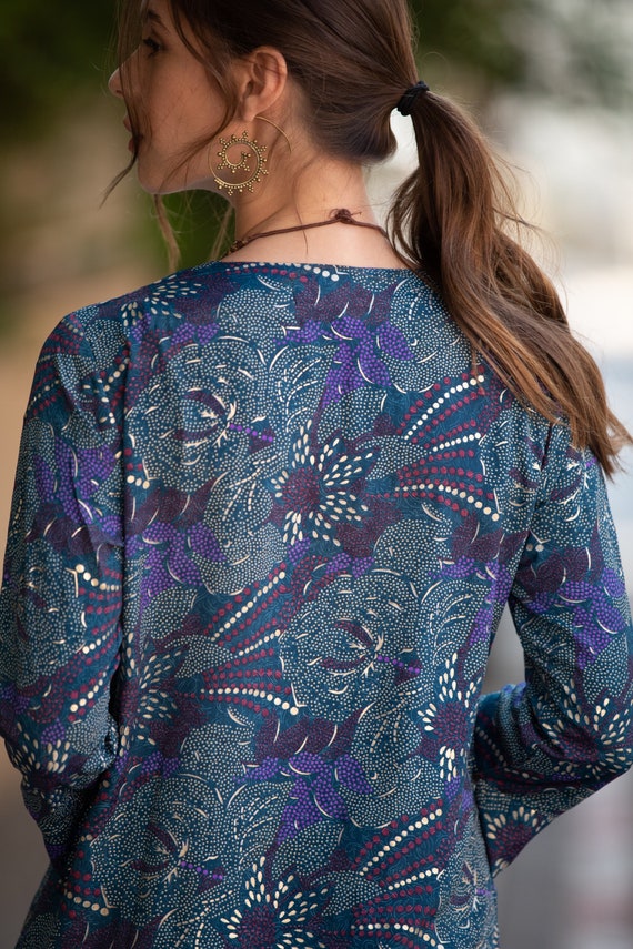 Blue Purple Gold Caftan Dress: Sparkly Ethnic Tunic - Etsy Denmark