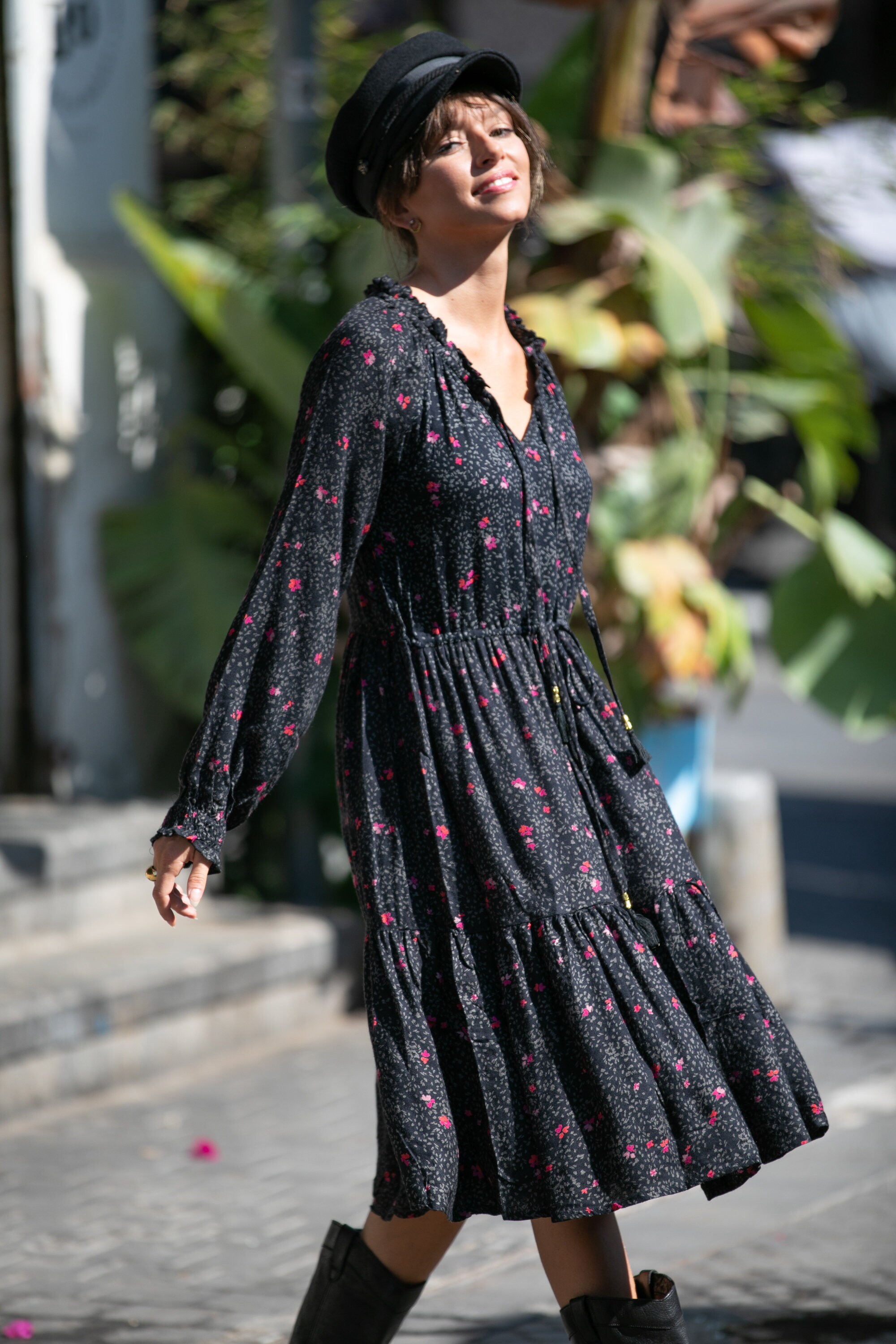dark floral midi dress urban