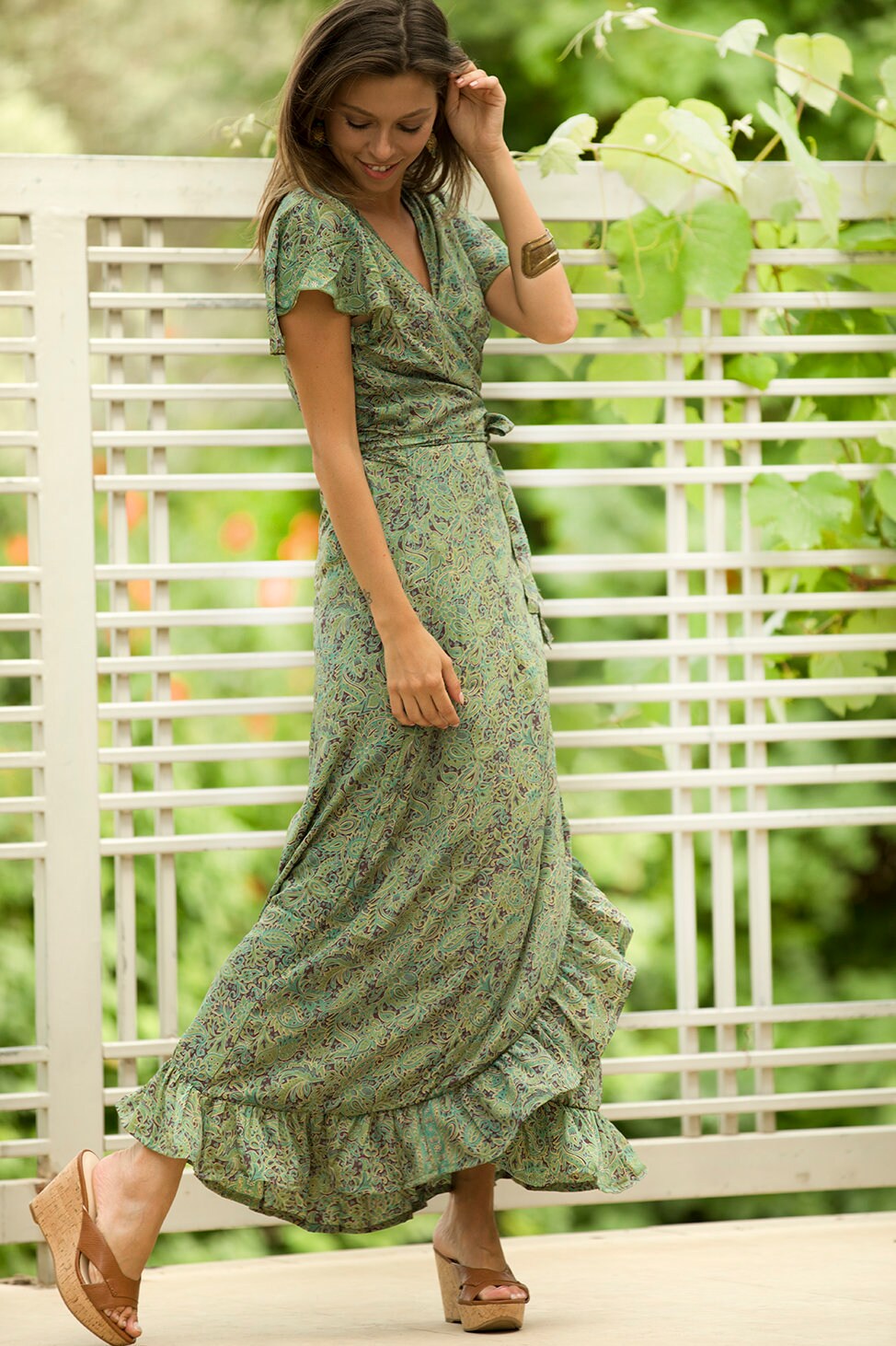 Olive Green Summer Maxi Dress Floral ...