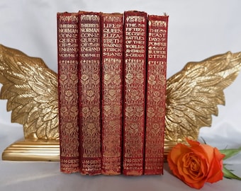 1910-1914 The History Collection / Five Beautiful Leather Volumes in The Everyman's Library / Historical Fiction and Non-Fiction