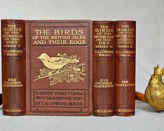 1929 The Birds of the British Isles and Their Eggs 3 Vols by TA Coward / Frederick Warne & Co. London / Hundreds of Colour Plates and Photos