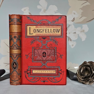 uvres poétiques de Longfellow des années 1890, Londres / Routledge, Londres / 83 illustrations / Belles planches décoratives / Bon état / Tranches dorées