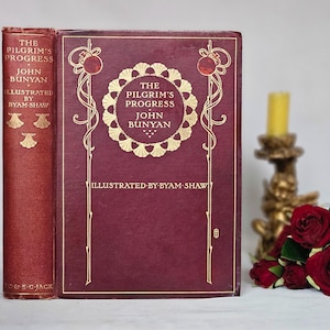 1911 Pilgrim&#39;s Progress by John Bunyan / TC & EC Jack, London / Decorative Antique Copy / Richly Illustrated With 30 Colour Plates