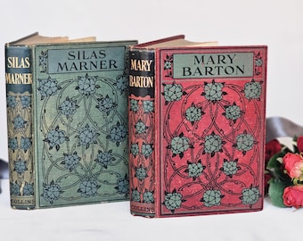 Antique Illustrated Book Set: Silas Marner & Mary Barton, 1910s Decorative Novels