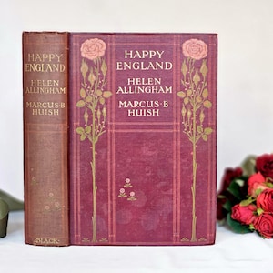 1909 Happy England, Illustrated by Helen Allingham / A&C Black, London / 80 Beautiful Watercolours / Antique Book in Very Good Condition