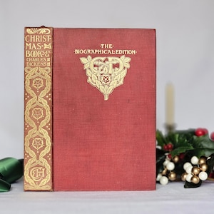 1903 Christmas Books Including A Christmas Carol by Charles Dickens / Chapman & Hall, London / Lovely Antique Book / Plus Hard Times