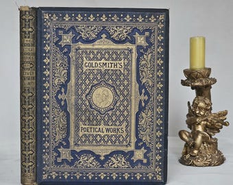 1866 Oliver Goldsmith Poetical Works: Illustrated Antique Book with Gilt Edges