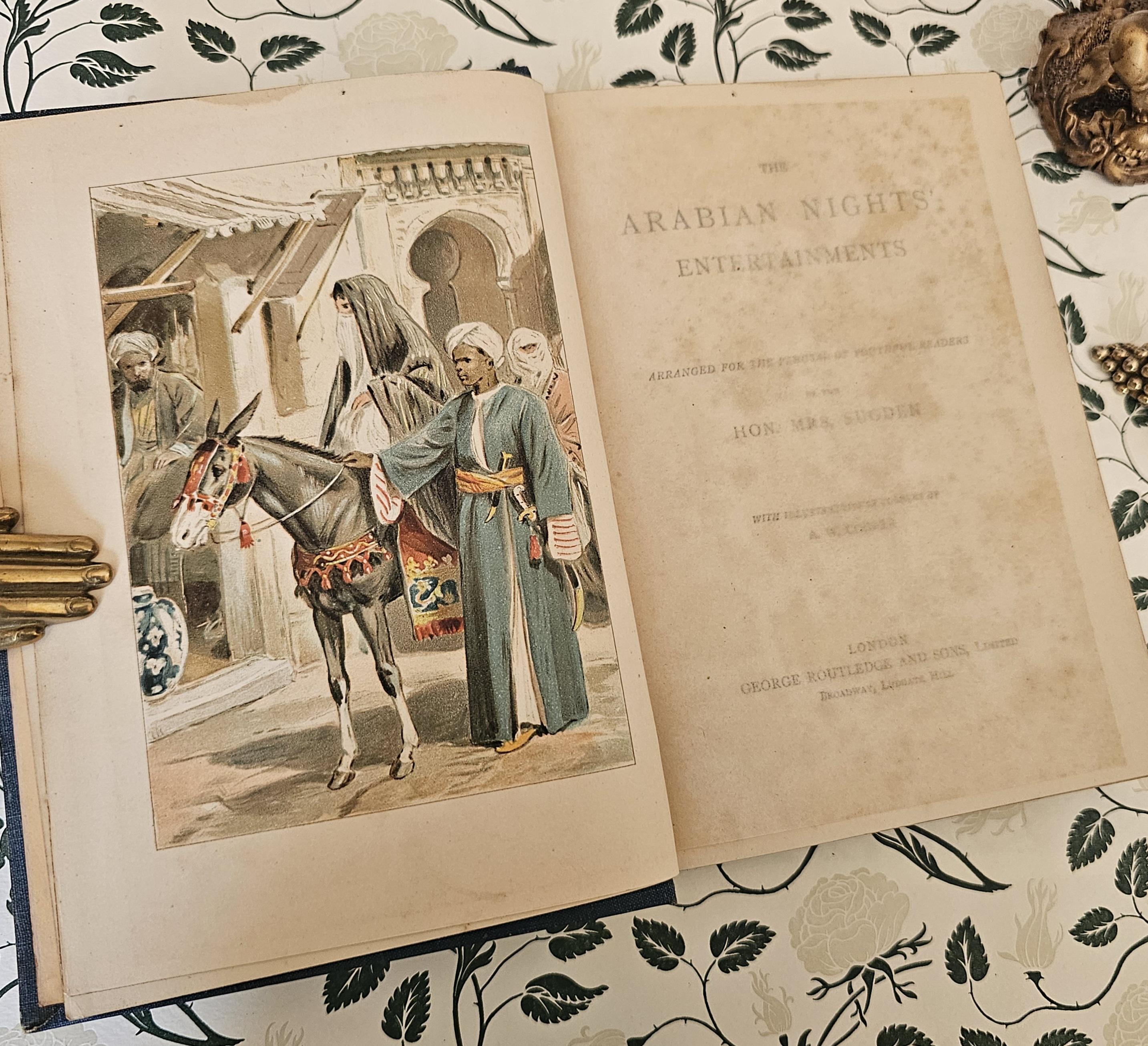 アンティークのアラビアンナイトの本：1900年頃のラウトレッジ版、金