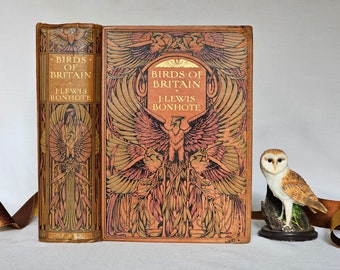 1907 Birds of Britain by J Lewis Bonhote / A&C Black London / 1st Edition / Beautiful Antique Book / 100 Colour Bird Plates / With Some Wear