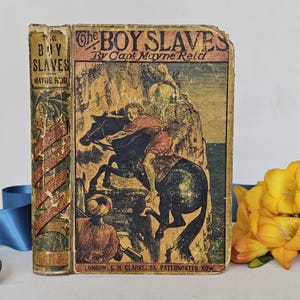 c1875 The Boy Slaves by Captain Mayne Reid / CH Clarke, London / Yellowback Victorian Adventure Novel / Antique Book