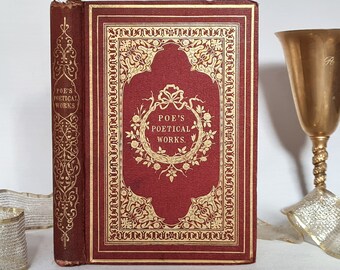 1852 The Poetical Works of Edgar Allan Poe / Extremely Early Edition / J. & C. Brown, London / Richly Illustrated Antique / Good Condition