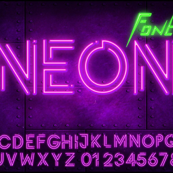 Neon pink glow futuristic 80s lamp clipart abc alphabet font numbers letters png clip art digital download collage text effect scrapbooking