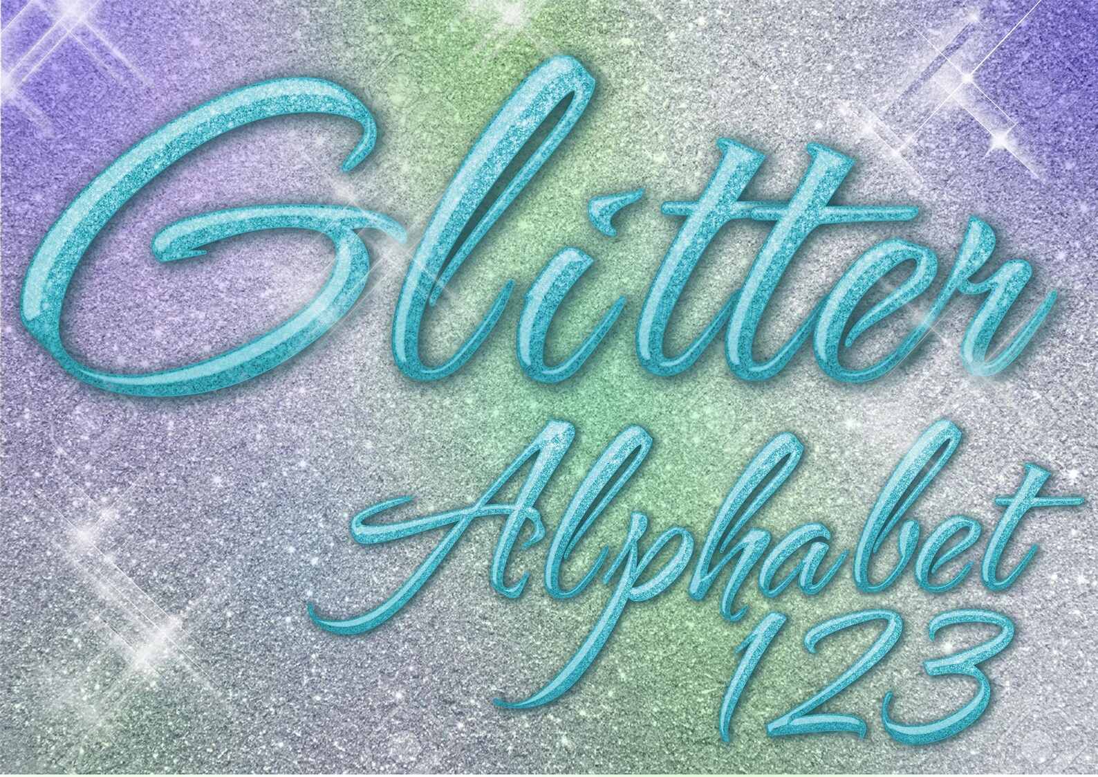 Glitter Light Blue Font Sparkle Clipart Abc Alphabet Numbers Etsy