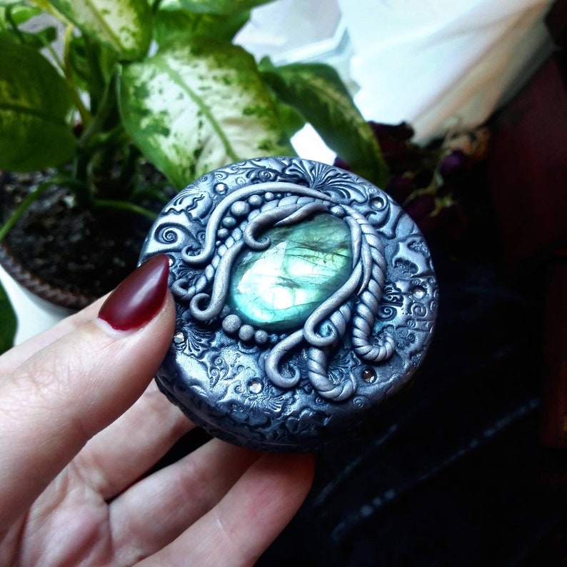Labradorite Box Keepsake Box Dragon Decor Labradorite Dragon Eye Treasure Box Mystical Art Box Ring Box Jewelry Box Trinket Box